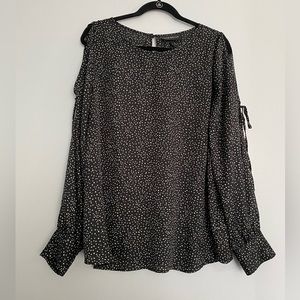 Lane Bryant cold shoulder accent polka dot blouse